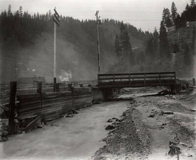 The bridge over the Coeur d'Alene River in Wallace, Idaho. Taken for H.L. Day.