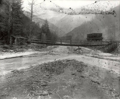 The foot bridge over the Coeur d'Alene River in Wallace, Idaho. Taken for H.L. Day.
