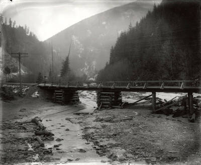 The bridge over the Coeur d'Alene River near Wallace, Idaho. Taken for H.L. Day.
