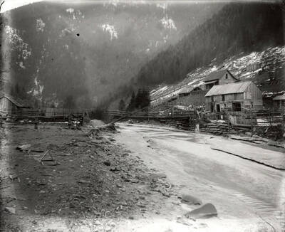The bridge over the Coeur d'Alene River near Wallace, Idaho. Taken for H.L. Day.