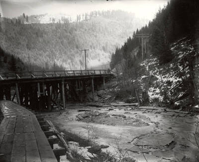 The bridge over the Coeur d'Alene River near Wallace, Idaho. Taken for H.L. Day.
