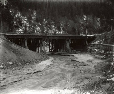 The bridge over the Coeur d'Alene River near Wallace, Idaho. Taken for H.L. Day.