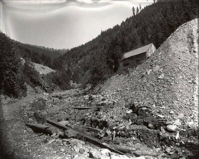 The Hercules Mining Company, with trees and buildings, in Burke, Idaho. Taken for Mr. Day for a lawsuit.