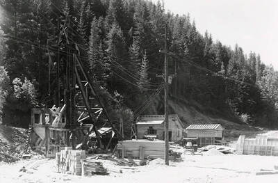 Exterior view of the buildings at Galena Mill in Wallace, Idaho.
