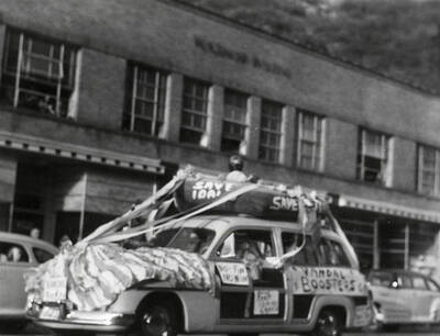 The Vandal Booster float during the Elks Roundup parade in Wallace, Idaho.
