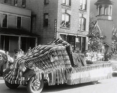 A float driving in the Eagles parade in Wallace, Idaho.