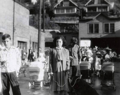 Children marching in the Eagles parade in Wallace, Idaho.
