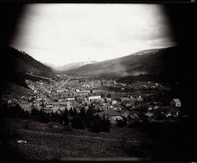 Distant view of the town of Mullan, Idaho.