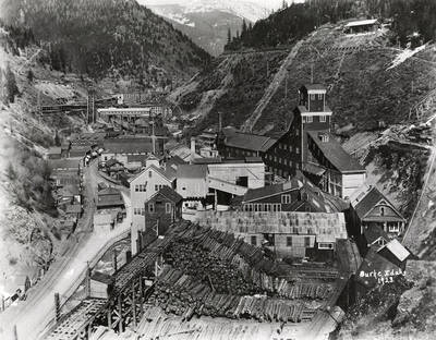 Bird's-eye view of the town Burke, Idaho.