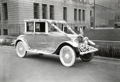 A decorated automobile for the annual Elks roundup parade in Wallace, Idaho.