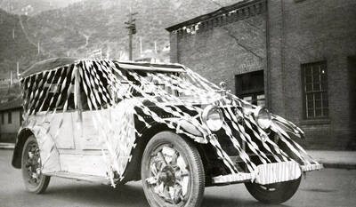 A decorated automobile for the annual Elks roundup parade in Wallace, Idaho.