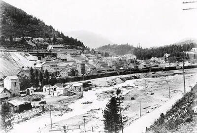 Panoramic view of the buildings on Morning Mill in Mullan, Idaho.