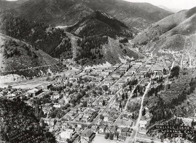 Bird's-eye view of Wallace, Idaho, looking east.