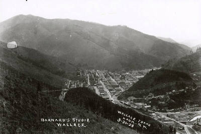 Bird's-eye view of Wallace, Idaho, looking northwest.
