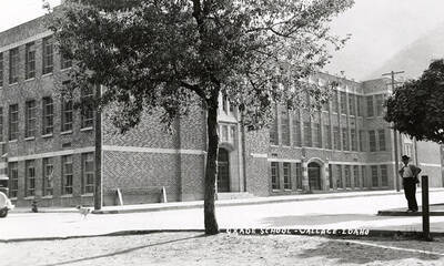 Exterior view of the grade school in Wallace, Idaho.