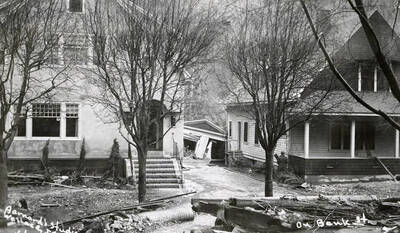 View of Bank Street during the Placer Creek flood in Wallace, Idaho.