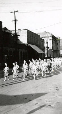 The marching band playing during the Eagles Parade in Wallace, Idaho.