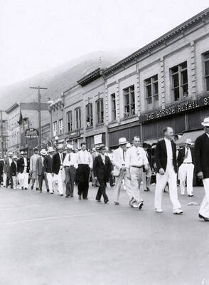 Men marching in the Elks Roundup parade in Wallace, Idaho.