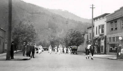 The band playing in the Elks parade in Wallace, Idaho.