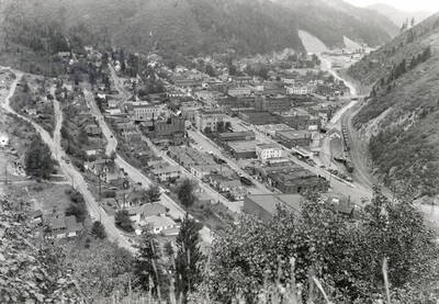 View of Wallace, Idaho when looking northwest.