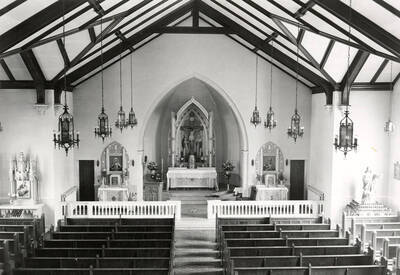 View of the new altar in St. Alphonsus Catholic Church in Wallace, Idaho.