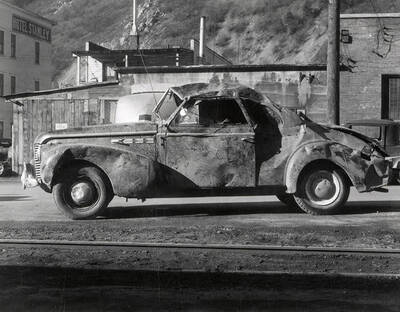 The wrecked automobile of Dean Sims of Winnet, Montana.