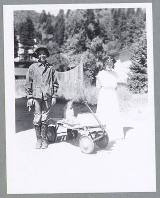 Two children in costume at the Children's Parade.