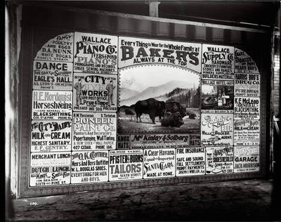 Interior view of the Grand Theatre in Wallace, Idaho, showing the drop curtain.