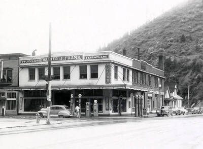 The Walter J. Frank automobile repair shop and gas station in Wallace, Idaho.