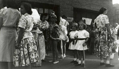 A group of children in costume for the Elks Parade in Wallace, Idaho.
