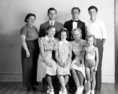 A group portrait of contestants in a talent show at the Grand Theatre in Wallace, Idaho.