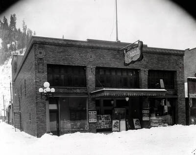 Exterior view of the Grand Theater in Wallace, Idaho.
