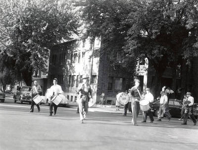 The band, Wallace Elks 331, playing in the Slippery Gulch parade in Wallace, Idaho.