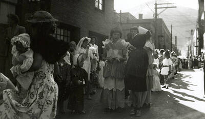 A group of children in costume for the Elks Parade in Wallace, Idaho.