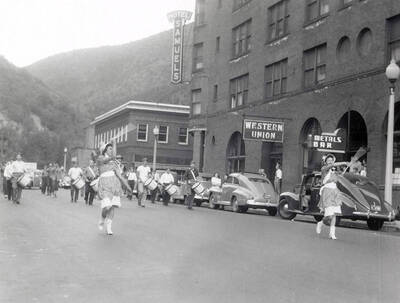 A band playing in the Slippery Gulch parade in Wallace, Idaho.