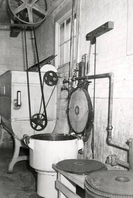 A view of the mixer inside the Sunset Brewery building in Wallace, Idaho.