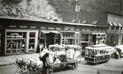 Floats driving in the Fourth of July Parade in Wallace, Idaho.