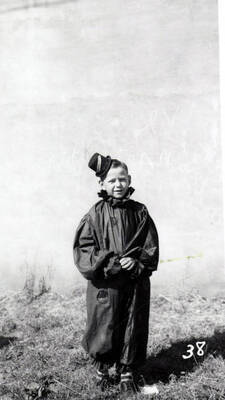 A boy wearing a clown costume during the 49'er Parade in Mullan, Idaho.