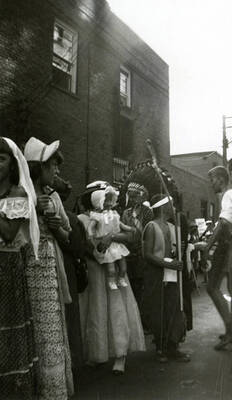 A group of children in costume for the Elks Parade in Wallace, Idaho.