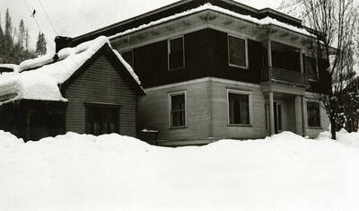 Residential houses covered in snow in Wallace, Idaho.