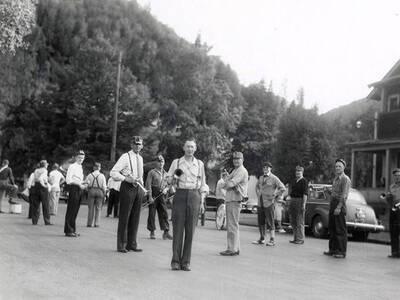 The band, Wallace Elks 331, playing in the Slippery Gulch parade in Wallace, Idaho.