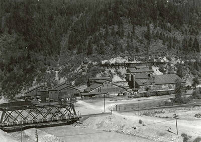 Exterior view of Hercules Mill in Wallace, Idaho.