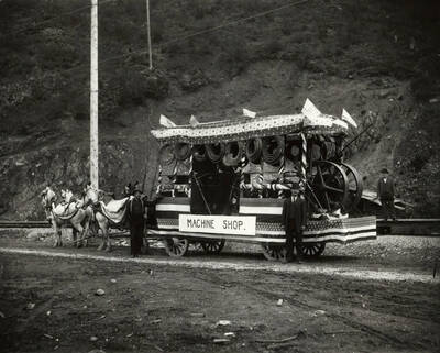 A decorated wagon in the 4th of July parade in Wallace, Idaho.