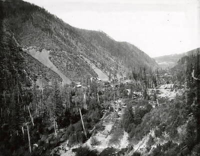 View of Prichard Creek, near the Mother Lode Mill. Murray can be seen in the distance when looking Northwest.