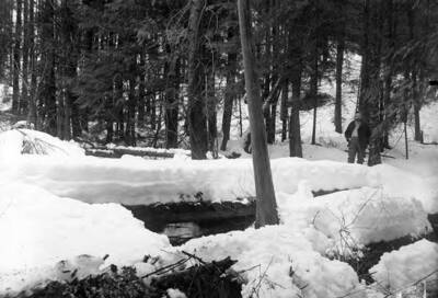 Image of a man standing in the snow in Mullan, Idaho.
