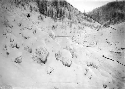 Image shows a snow slide outside Wallace, Idaho.