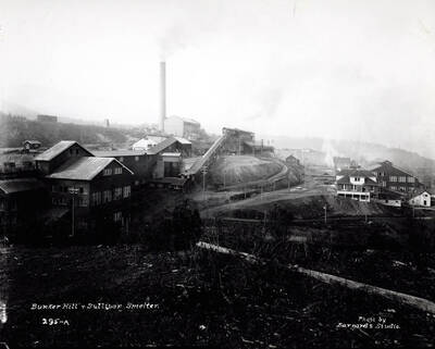 The town of Bradley with lots of smoke coming from the chimneys