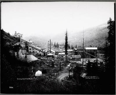 Far view of mill showing burnt trees all around it