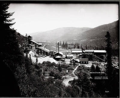 Far view of mill surrounded by burnt trees