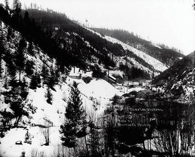 Snow scene of the Charles Dickens Mine, Wallace, Idaho.